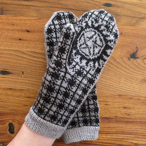 Knit mitts inspired by the show Supernatural.