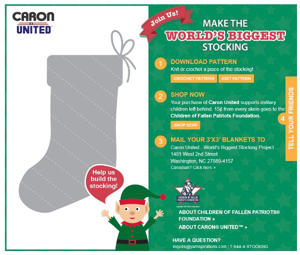 Help Caron make the world's biggest stocking and support the kids of fallen soliders.