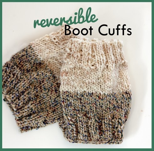 Knit these reversible boot cuffs and you'll have to options for keeping warm in one.