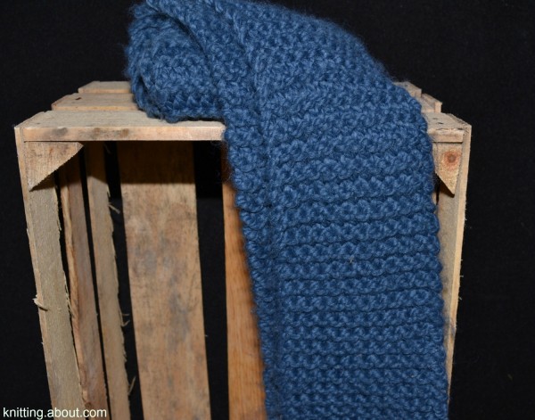 This garter stitch scarf is an easy knit to make into a kit for a new knitter