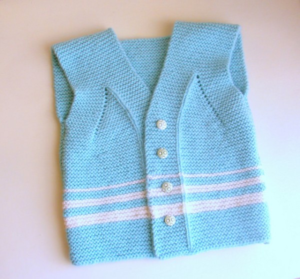 Knit a super cute garter stitch vest for a 12 to 18 month old.