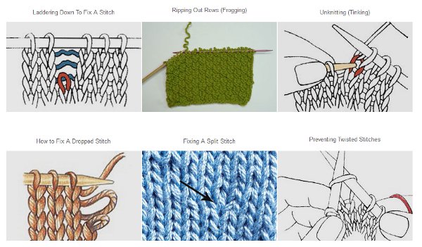 check out knitting daily's guide to fixing common knitting mistakes