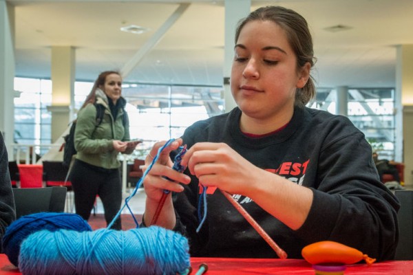 University of Cincinnati provides craft activities during finals week to calm students. 