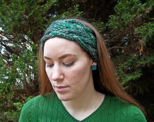 This pretty braided cable headband can be knit in an hour or less.