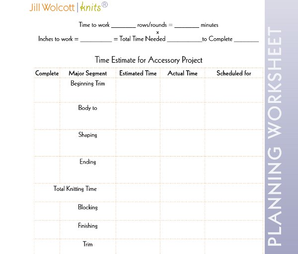 knitting planning worksheet