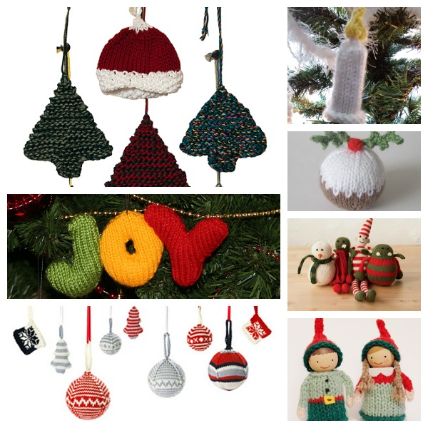 a collection of free christmas ornaments to knit