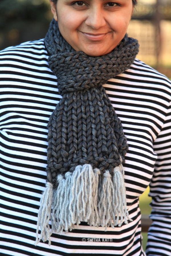 knit a quick stockinette scarf in no time