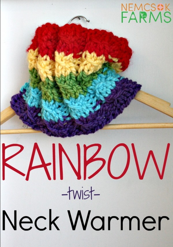 rainbow twist mock cable cowl