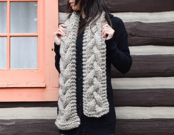 chunky cabled scarf free knitting pattern