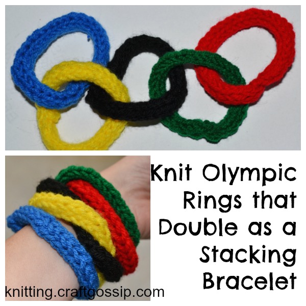 Knit Olympic rings that can be a stacking bracelet