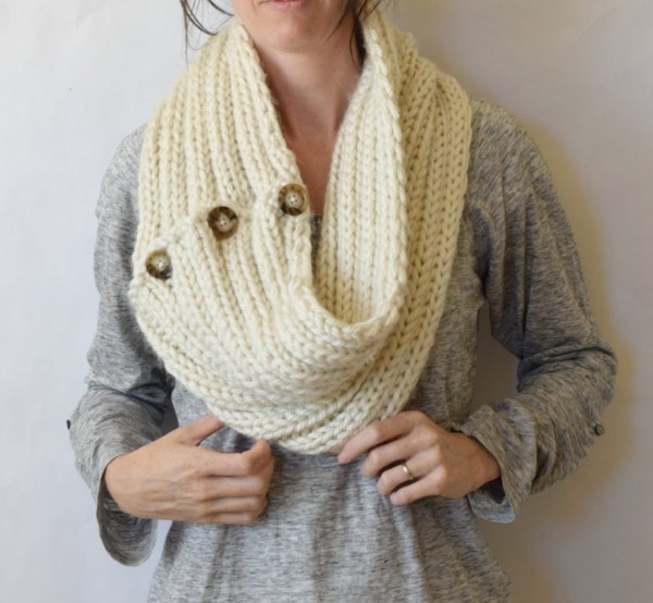 Knit a giant ribbed cowl you can wear two ways. 