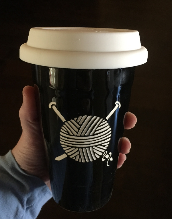 Knitting travel mug from Bread and Badger.