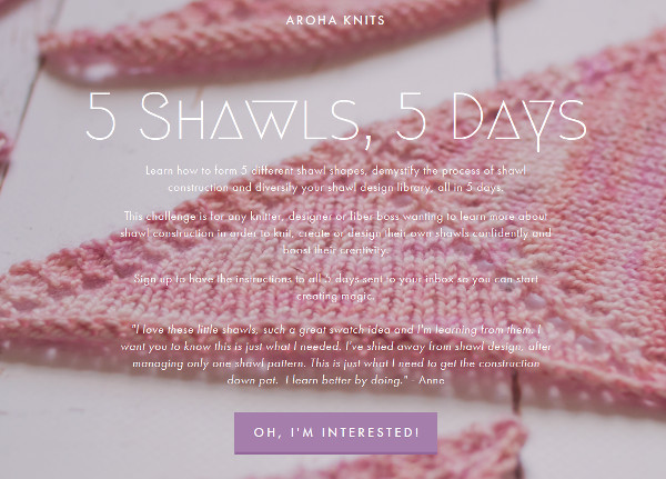 shawl knitting email series from aroha knits