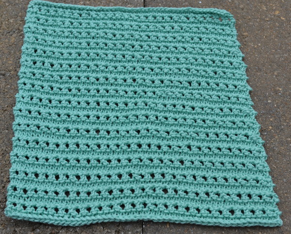 KNit the ridged ribbon eyelet dishcloth, part of the Knitted Kitchen Blog Hop