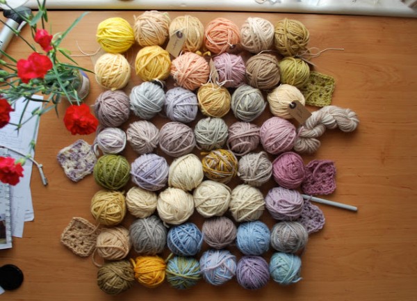 How to dye yarn with natural materials.