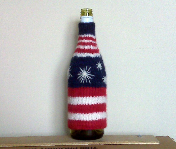 fourth of july felted bottle cozy