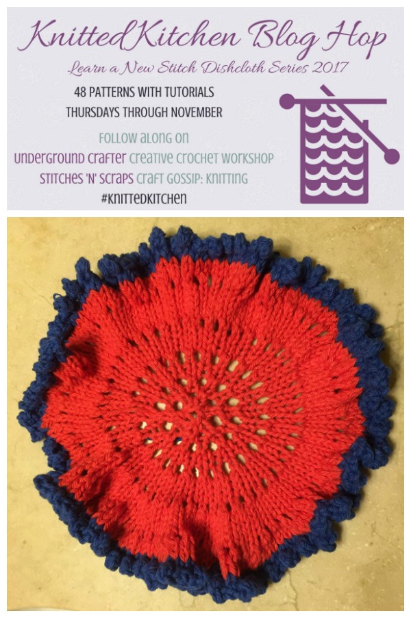 Knit a frilly circle dishcloth with Knitted Kitchen.