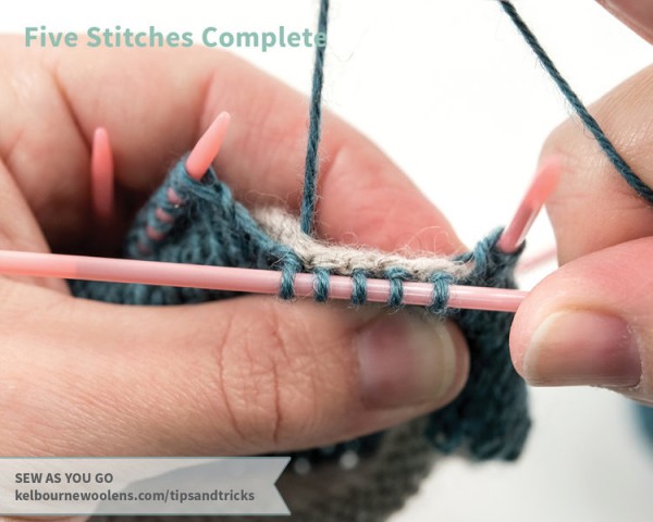 How to sew a seam on a knitting project as you knit.