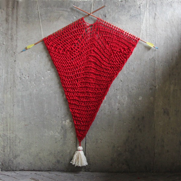 knit heart wall hanging