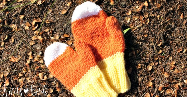 knit candy corn mittens for kids