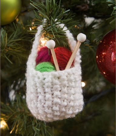 knit yarn basket ornament