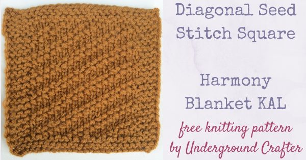 diagonal seed stitch blanket block