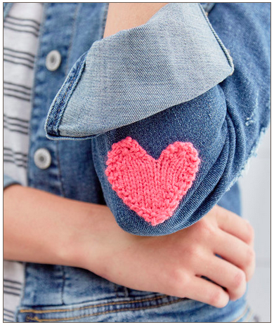 easy knit heart applique for valentine's day