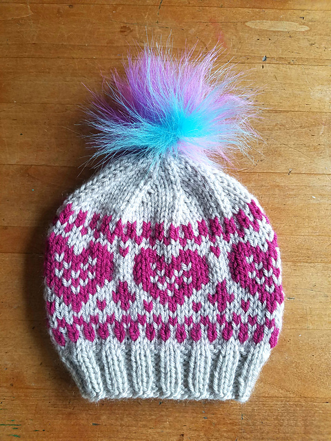 heart hat stranded knitting pattern