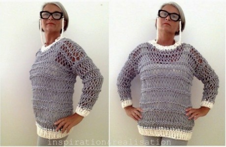 Knit a sweater out of tshirt yarn!