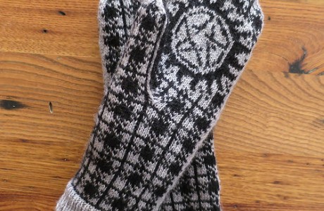 Knit mitts inspired by the show Supernatural.