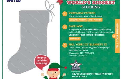 Help Caron make the world's biggest stocking and support the kids of fallen soliders.