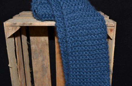 This garter stitch scarf is an easy knit to make into a kit for a new knitter