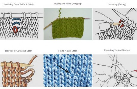 check out knitting daily's guide to fixing common knitting mistakes