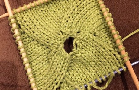 Knit a swirly sqaure from the center out.