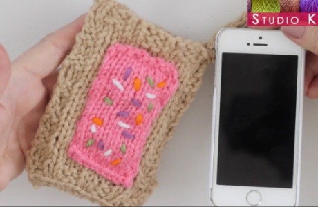 knit a pop tart inspired phone cozy