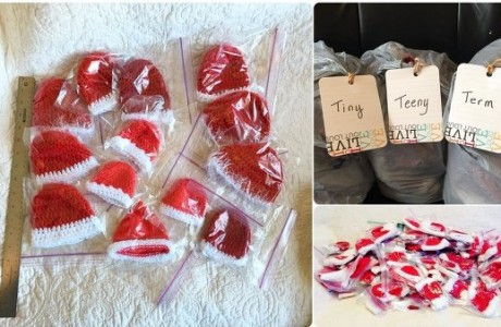 knit red hats for nicu babies