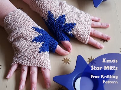 knit fun mitts with a star around the thumb
