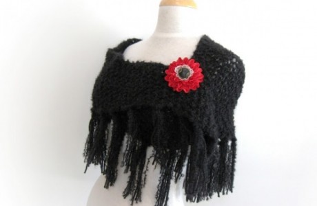 bulky trinagular moss stitch shawl