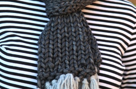 knit a quick stockinette scarf in no time