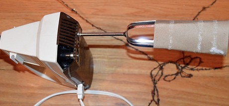 How to wind a ball of yarn with a mixer.