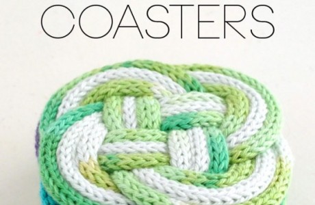 french knit knotted coasters