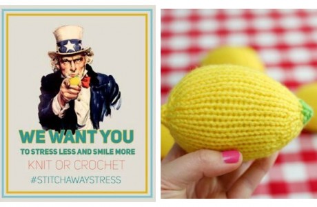 knitting and stress lemon drop