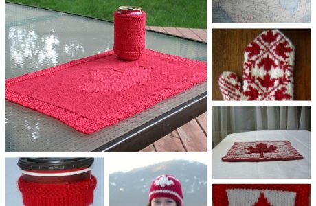 Knitting patterns to celebrate Canada Day.