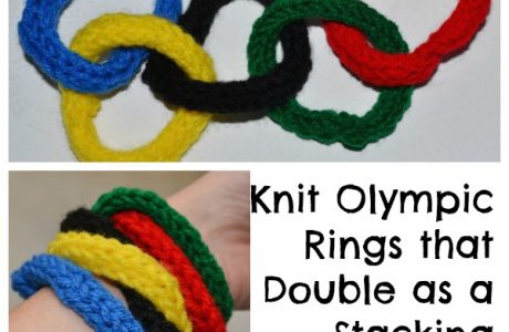 Knit Olympic rings that can be a stacking bracelet