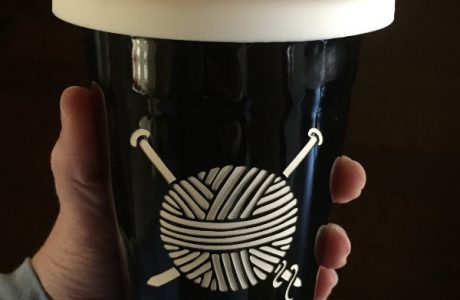Knitting travel mug from Bread and Badger.