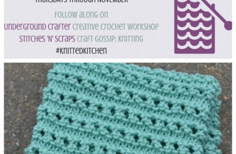 KNit the ridged ribbon eyelet dishcloth, part of the Knitted Kitchen Blog Hop
