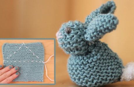 How to make a bunny from a knit square.