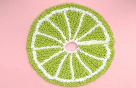 knit fruit slice washcloth