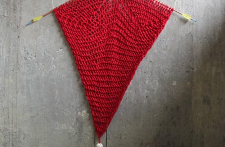 knit heart wall hanging