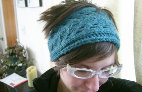 blue leaf headband easy gift knit